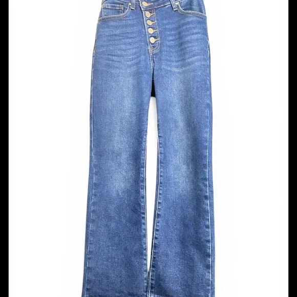 Risen Jeans High Rise Button Fly Straight Leg Raw Hem Size 26 Medium Was - Picture 3 of 13